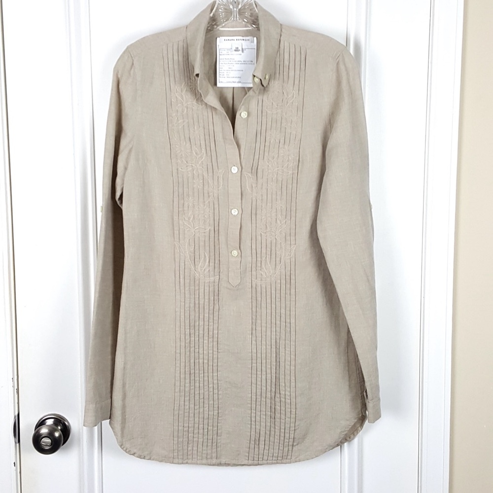 Floral Linen Popover Tunic
